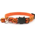 Halloween orange cat collar with bat pattern, cute cat buckle and metal bell for pets. - Style 15