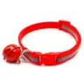 Red reflective pet collar with large bell and quick release buckle for cats and dogs, 1.0cm width. - Red