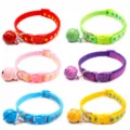 Colorful nylon pet cat dog collar with star pattern safety buckle and loud bell for daily use. - Width 1.0cm, Adjustable Range 21-34cm / Any Random One