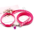 Set guinzaglio e collare rosa per animali con stampa di zampe, regolabile per piccoli cani e gatti. - Oro Rosa