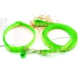 Set guinzaglio e collare verde per animali con motivo a zampe e campanello per cani e gatti. - Verde fluorescente