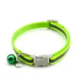 Reflective pet collar for dogs and cats with bell, adjustable nylon strap, 1cm width. - Width 1.0cm, Adjustable Range 21-34cm / Fluorescent Green