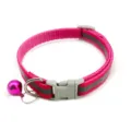Close-up detail of the pink reflective pet collar, showing adjustable nylon strap and metal bell. - Width 1.0cm, Adjustable Range 21-34cm / Rose Red