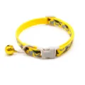 Adjustable yellow camo pet collar with quick release buckle and cute bell for cats and dogs - Width 1.0cm, Adjustable Range 21-34cm / Yellow