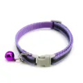 Purple pet collar detail, reflective strip and cute bell, adjustable size and buckle. - Width 1.0cm, Adjustable Range 21-34cm / Violet