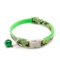 Green camo pet collar with bell and adjustable buckle, ideal for small dogs and cats safely daily use. - Width 1.0cm, Adjustable Range 21-34cm / Light Green