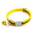 Yellow reflective pet collar with bell and adjustable buckle for small dogs and cats detail - Width 1.0cm, Adjustable Range 21-34cm / Yellow