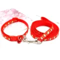 Ensemble de laisse et collier pour chien de dessin animé rouge, sangle de marche en nylon de 1 cm. - Rouge
