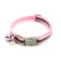 Pink reflective pet collar detail view with sturdy buckle and cute bell accessory. - Width 1.0cm, Adjustable Range 21-34cm / Pink