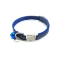 1cm reflective pet collar for cats and small dogs, adjustable with bell and D-ring. - Width 1.0cm, Adjustable Range 21-34cm / Blue