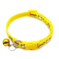 Yellow pet cat dog collar with cute cartoon print, bell and buckle, adjustable neck strap. - Width 1.0cm, Adjustable Range 21-34cm / Yellow