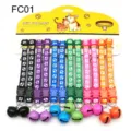 Colorful pet collar set with cute paw print patterns and clear ringing bells, 12 pieces per card. - Width 1.0cm / FC01-01