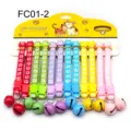 Colorful pet collar set with paw prints, plastic buckle, and bells, detail display card. - Width 1.0cm / FC01-02