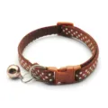 Braunes Pünktchen Katzenhalsband mit Glocke, strapazierfähiges Nylonband für kleine Haustiere. - Kaffeebraun