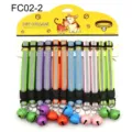 Colorful reflective pet collars with bells set, durable nylon dog and cat neck straps, 12pcs - Width 1.0cm / FC02-2