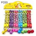 Colorful camo pet collars with bells and plastic buckles, wholesale 12pcs set for cats dogs - Width 1.0cm / FC03