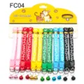 Colorful pet collar set with cute bells and quick release buckle, printed fabric cat dog collars. - FC04