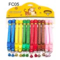 Colorful polka dot pet collar with bell and buckle, nylon puppy cat necklace for daily wear. - FC05