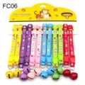 Set of 12 colorful pet collars with bells, cute cartoon rabbit pattern and plastic buckles. - Width 1.0cm / FC06