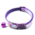Purple cat collar with cute paw prints, safety buckle, D-ring and bell for small pets. - Purple