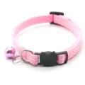 Pink plaid cat collar with cute cat face safety buckle and metal bell for kittens and small pets - Pink