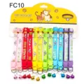 Colorful pet collar set with cute prints and bells, ideal for cats and small dogs daily wear. - FC10