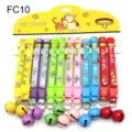 Detailed view of colorful pet collars with big bells, plastic buckles and cute cartoon prints. - Width 1.0cm / FC10