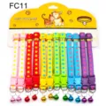 Colorful pet collars with cute star patterns, fabric straps and bells for cats and dogs. - FC11