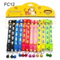 Colorful pet collar set with cute fish bone print and small bells for cats and dogs - FC12