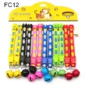 Colorful pet cat dog collars with bells and cute fish bone pattern cards 12pcs set - Width 1.0cm / FC12