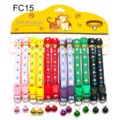 Colorful pet collars printed fabric kitten necklaces with bell carded cute design set - FC15
