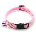 Pink cat collar with cute bell, safety buckle, and lovely print design for small pets. - Pink