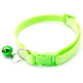 Green pet collar detail with cute paw print pattern, plastic buckle, and shiny bell. - Fluorescent Green