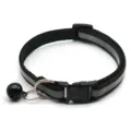 Black reflective pet collar with safety quick-release buckle and cute bell, width 1cm. - Width 1.0 cm, Adjustable Range 19-32 cm / Black