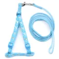 Set guinzaglio e pettorina per animali domestici blu con motivo stella luna - Blu lago
