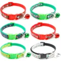 Christmas pet dog cat collar with bell festive holiday pattern nylon neck strap design cute - 1.0cm Width, Adjustable 19-32cm / Random Color