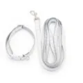 Set guinzaglio e collare per animali grigio con motivo a zampe, resistente per passeggiate. - Grigio
