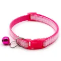 Pink plaid pet collar with bell and buckle for cats and dogs, durable fabric neck strap. - Rose Red