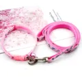 Set guinzaglio e collare rosa per animali con motivo ad osso, nylon resistente per gatti. - Rosa