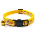 Cute Corgi print pet collar with bell, adjustable yellow dog cat neck strap detail. - Yellow