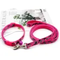 Pink camouflage pet dog collar and leash set with metal buckle and bell for walking pets - Rose Gold