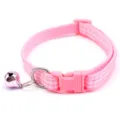 Pink checkered pet collar with bell, cute woven cat and dog neck strap, safety buckle design. - Pink