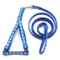 Blue pet harness and leash set, adjustable nylon strap for small dogs and cats walking. - Blue