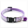 Collier pour chat violet avec motif de patte, boucle de securite et cloche mignonne detail. - Mauve Clair