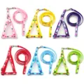 Argyle pattern pet dog harness and leash set, colorful puppy walking lead and chest strap. - Multicolor