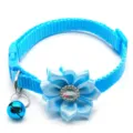Blue cat collar detail, cute flower bow, sparkling rhinestone and cute ringing bell. - Light Blue