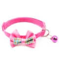 Roze huisdieren halsband met ruitjes strik en bel voor katten en kleine honden. - Rozerood