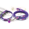Purple plaid pet collar and leash set with bell for small dogs and cats daily walking. - Purple