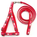 Red argyle pet dog harness and leash set, nylon puppy chest strap for cats walking - Red