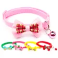 Schattige huisdierhalsband met ruitjesstrik en bel, verstelbare nylon riem voor kat en hond. - Meerkleurig